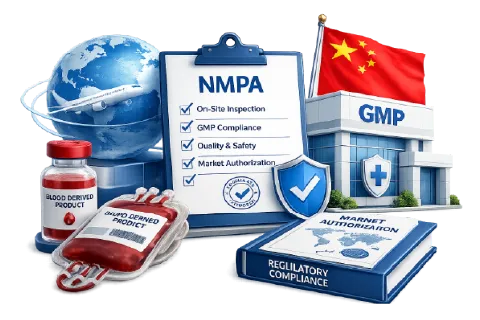 Faciliter une inspection sur site de la NMPA à l'étranger pour un produit dérivé du sang afin d'obtenir l'autorisation de mise sur le marché en Chine. 