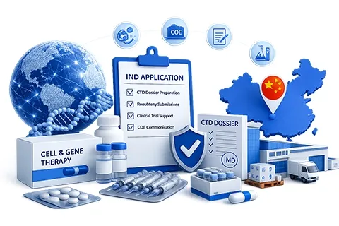 Soutien à la demande d'IND et aux opérations réglementaires en Chine pour un produit de thérapie cellulaire et génique (TCG) 