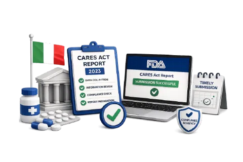 Terminowe złożenie raportu FDA CARES Act wzmocniło zgodność z przepisami dla włoskiej międzynarodowej firmy farmaceutycznej.